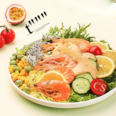 6 Stück pro Tonne Sushi mit Gemüse und fettarmen Sesamsalat Special Vinaigrette