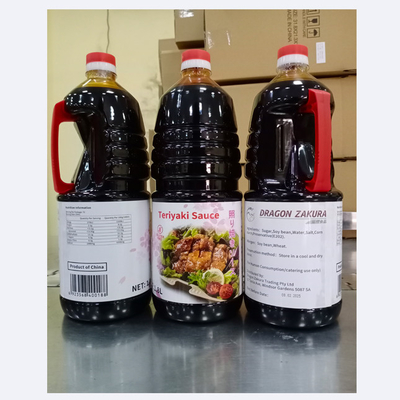 Teriyaki-Sauce ohne Zusatzstoffe 1,8 L. Chinesische braune Gewürze für Grill und Sushi-Gewürze